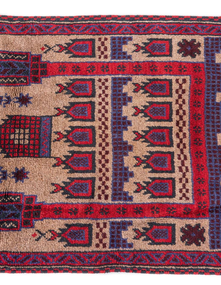 Detail image of  2' 10 x 4' 8  Hand Knotted Balouch Persian Wool Rug