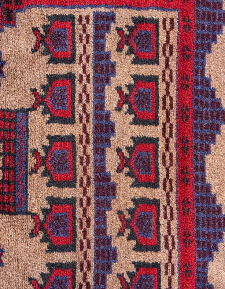 Detail image of  2' 10 x 4' 8  Hand Knotted Balouch Persian Wool Rug