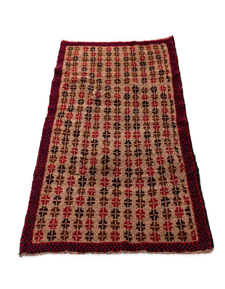 Detail image of  2' 11 x 4' 7  Hand Knotted Balouch Persian Wool Rug