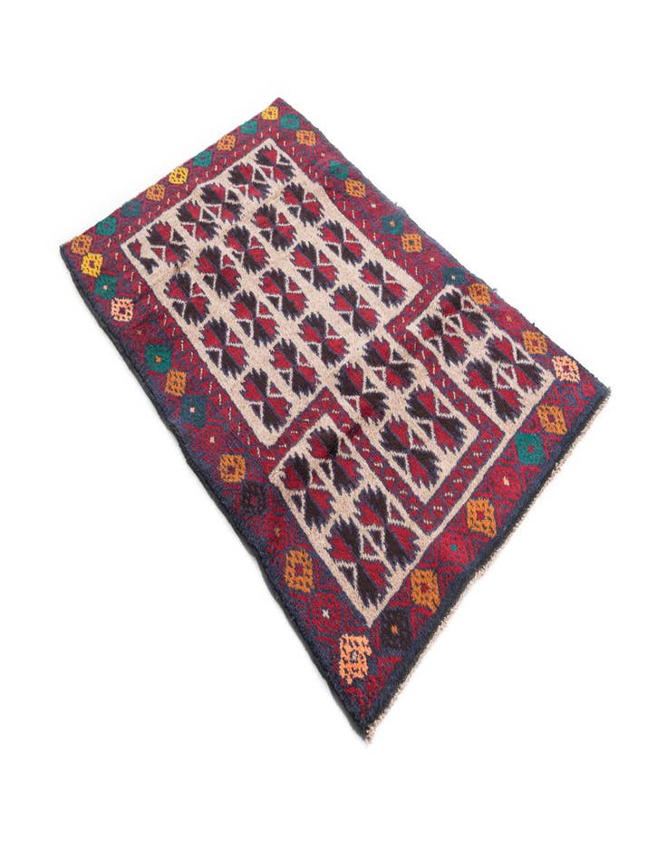 Detail image of  2' 10 x 4' 5  Hand Knotted Balouch Persian Wool Rug