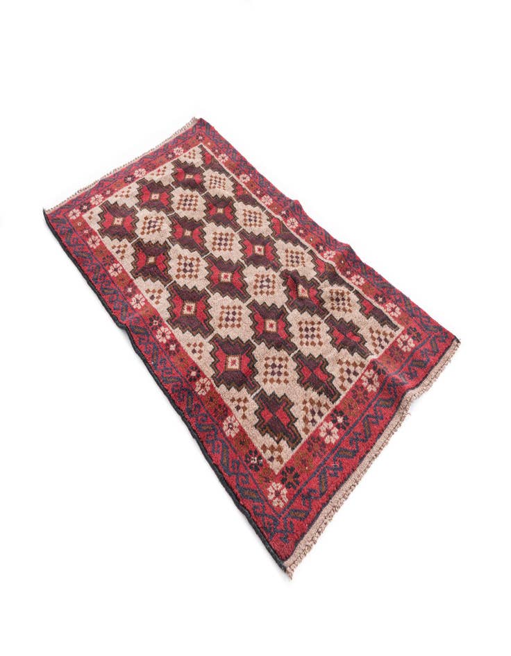 Detail image of  2' 9 x 4' 9  Hand Knotted Balouch Persian Wool Rug