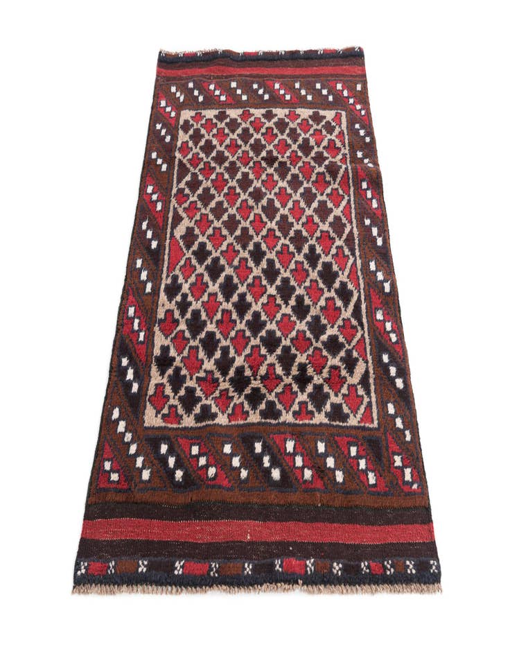 Detail image of  2' 9 x 4' 7  Hand Knotted Balouch Persian Wool Rug