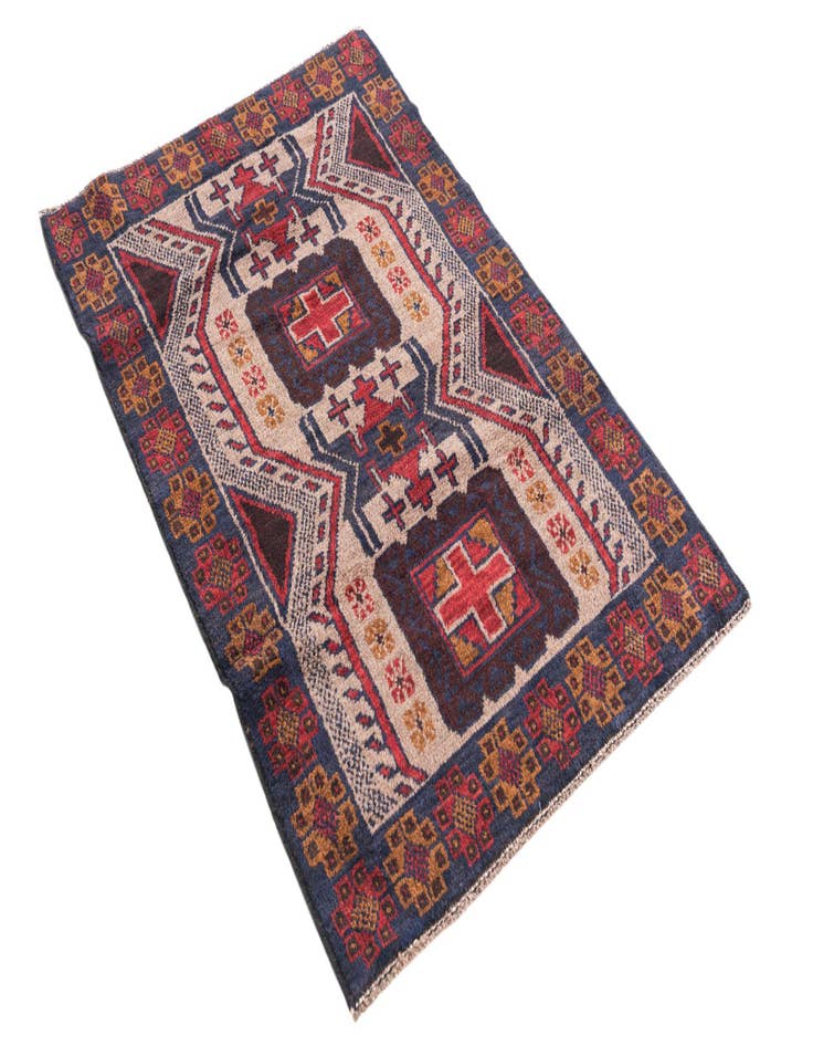 Detail image of  3' x 4' 4  Hand Knotted Balouch Persian Wool Rug