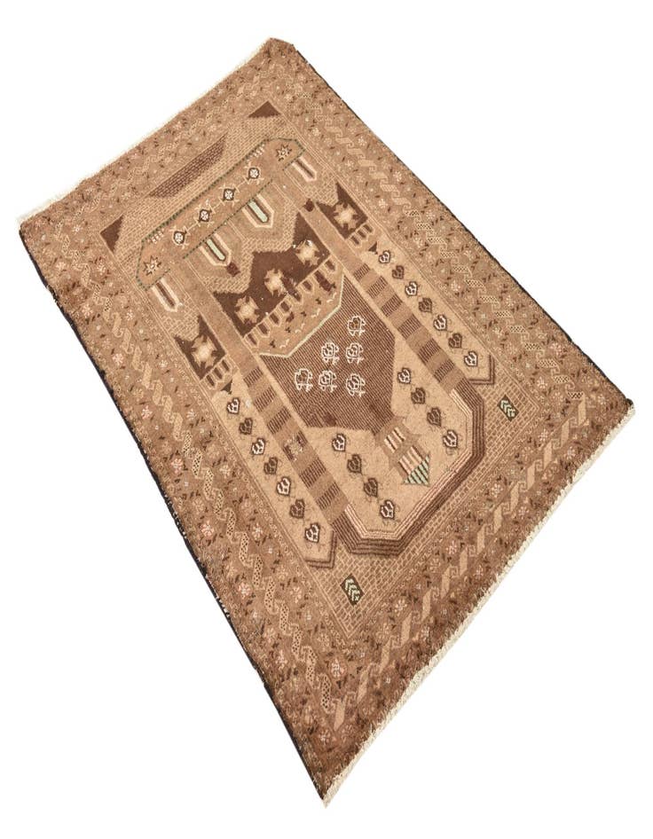 Detail image of  3' x 4' 6  Hand Knotted Balouch Persian Wool Rug