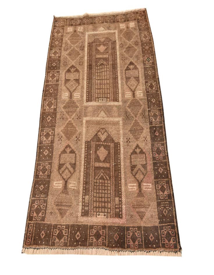 Detail image of  3' 2 x 4' 5  Hand Knotted Balouch Persian Wool Rug