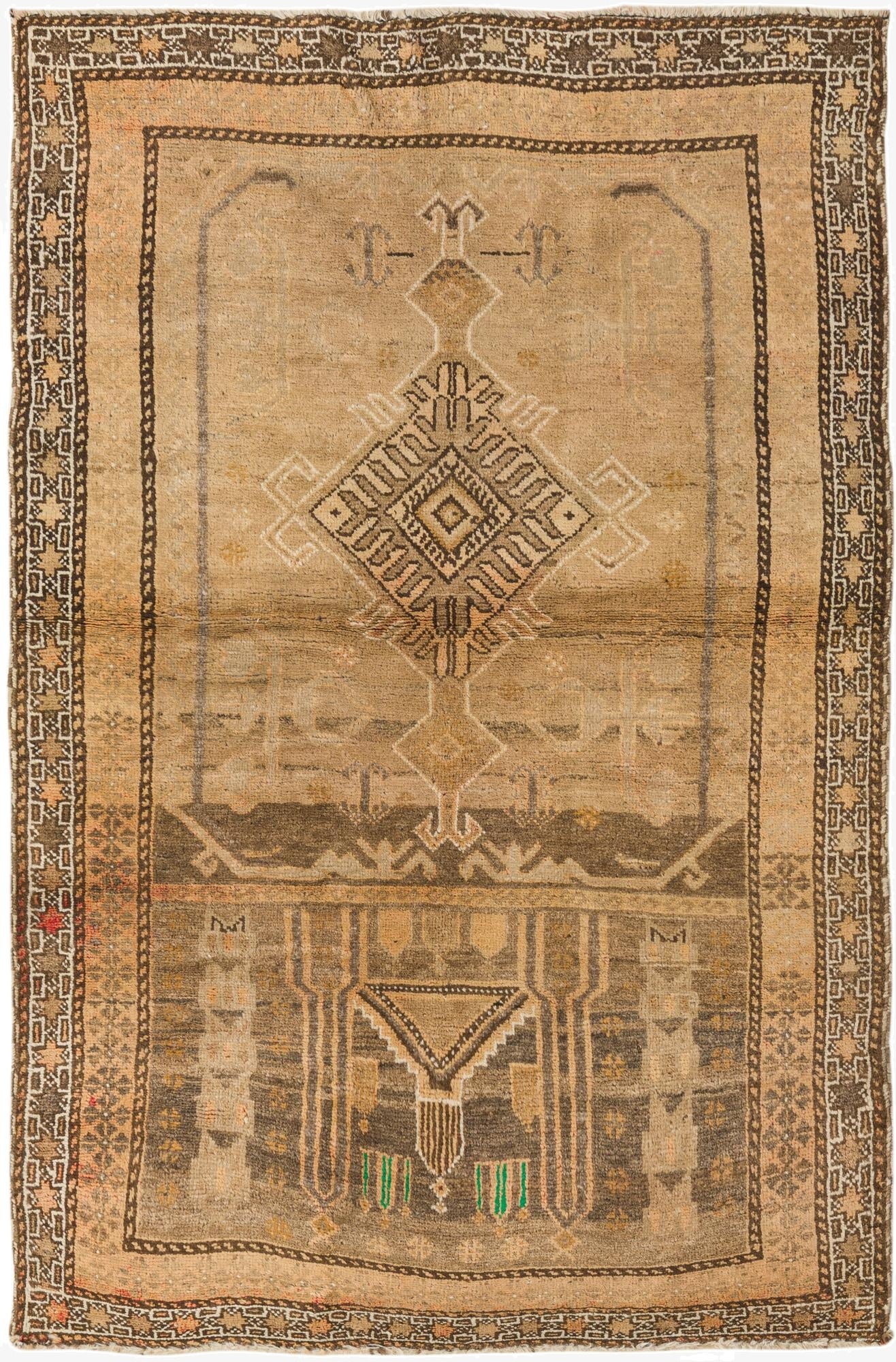  3' 1 x 4' 7  Hand Knotted Balouch Persian Wool Rug