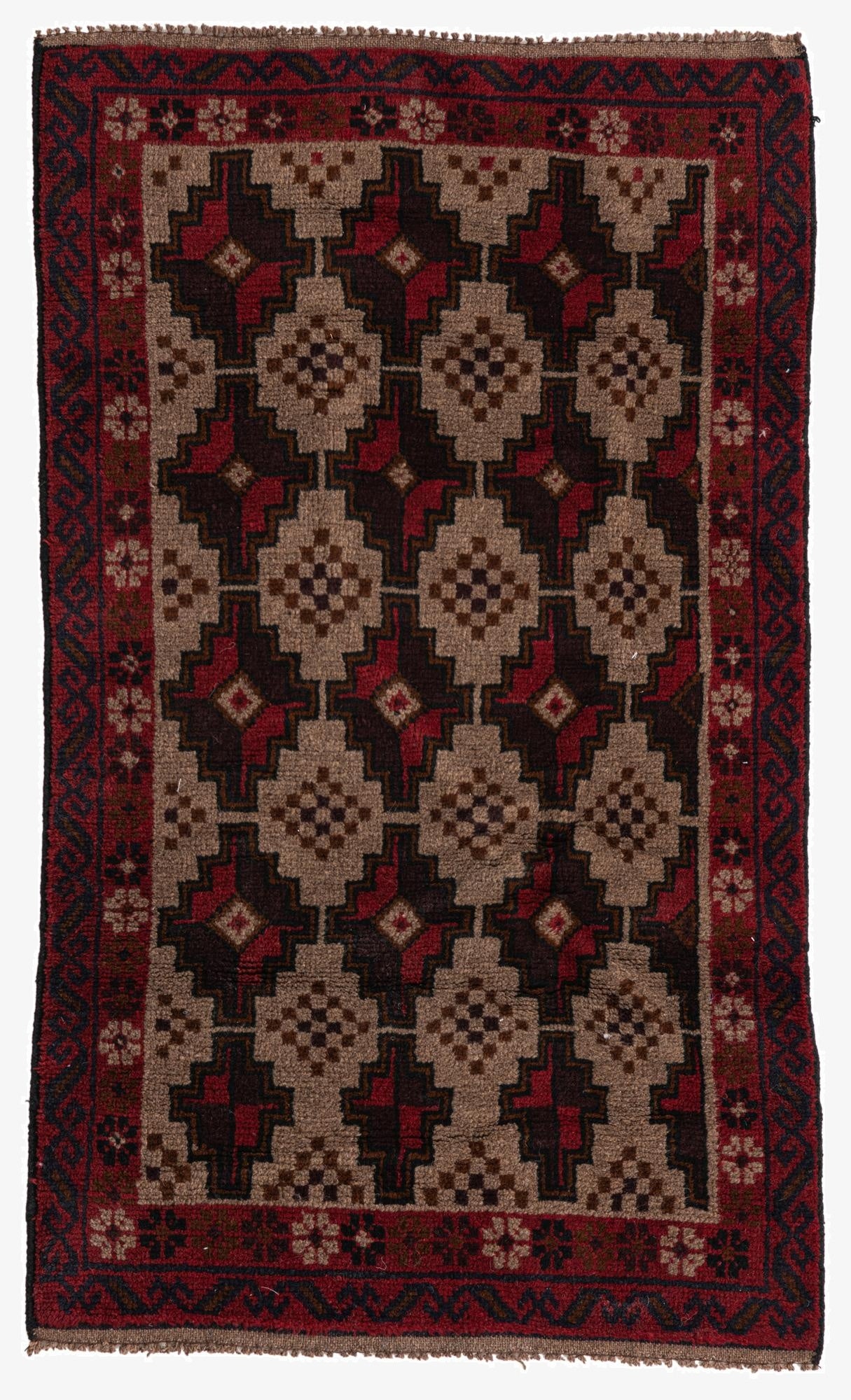  2' 9 x 4' 9  Hand Knotted Balouch Persian Wool Rug