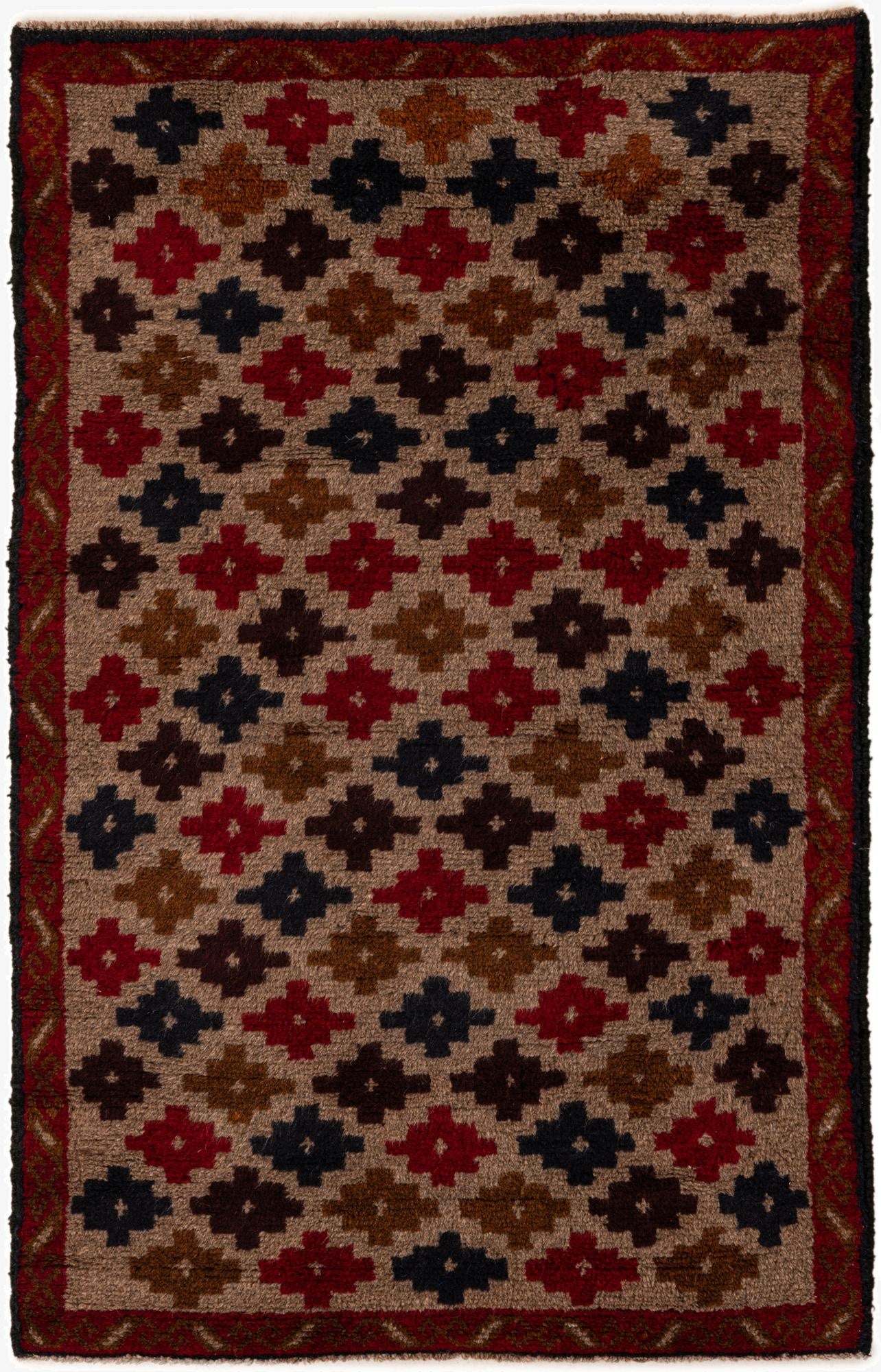  2' 10 x 4' 5  Hand Knotted Balouch Persian Wool Rug