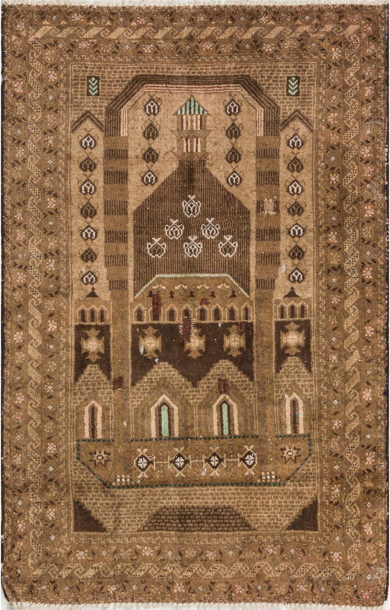  3' x 4' 6  Hand Knotted Balouch Persian Wool Rug