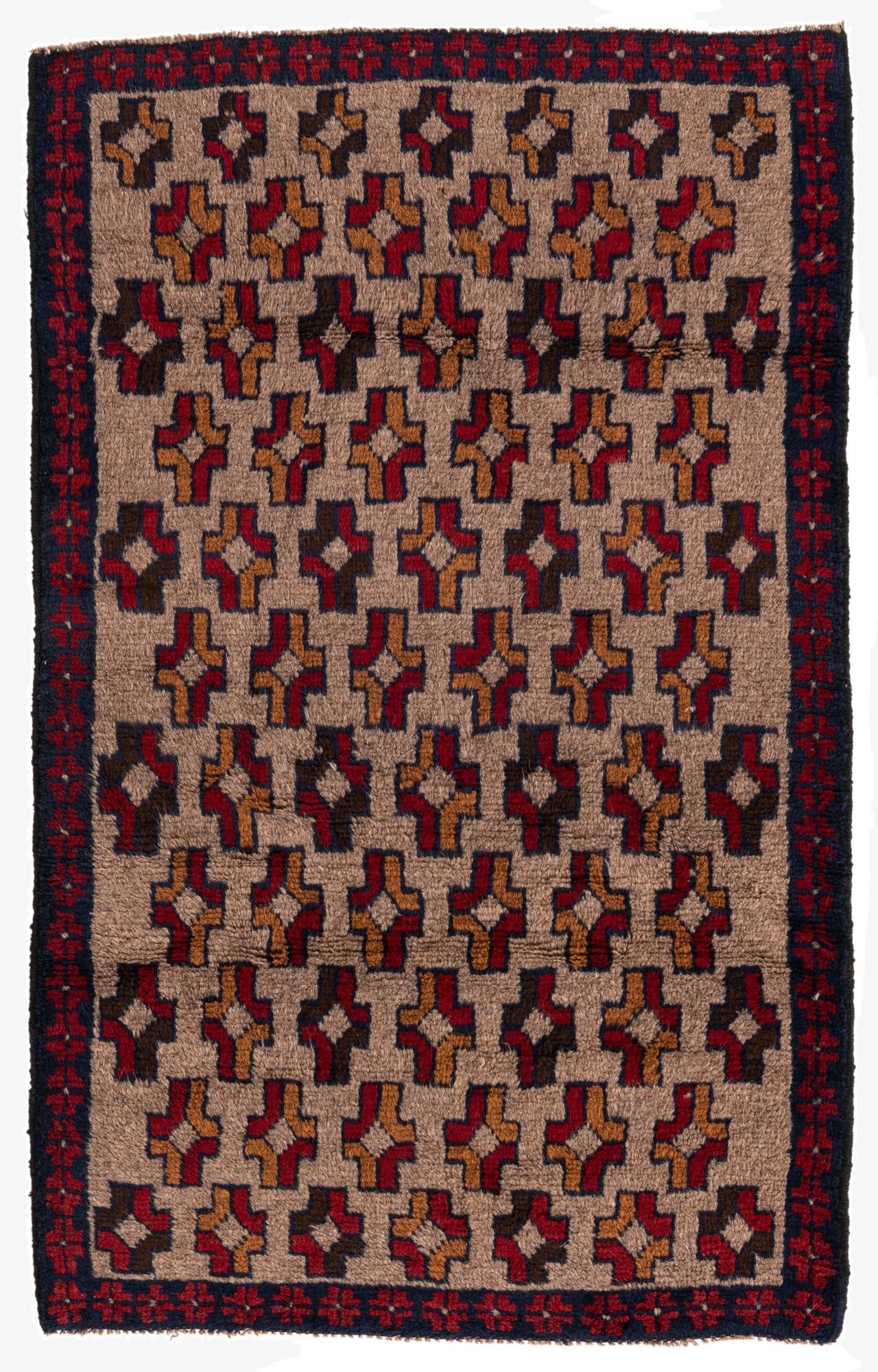  3' x 4' 8  Hand Knotted Balouch Persian Wool Rug