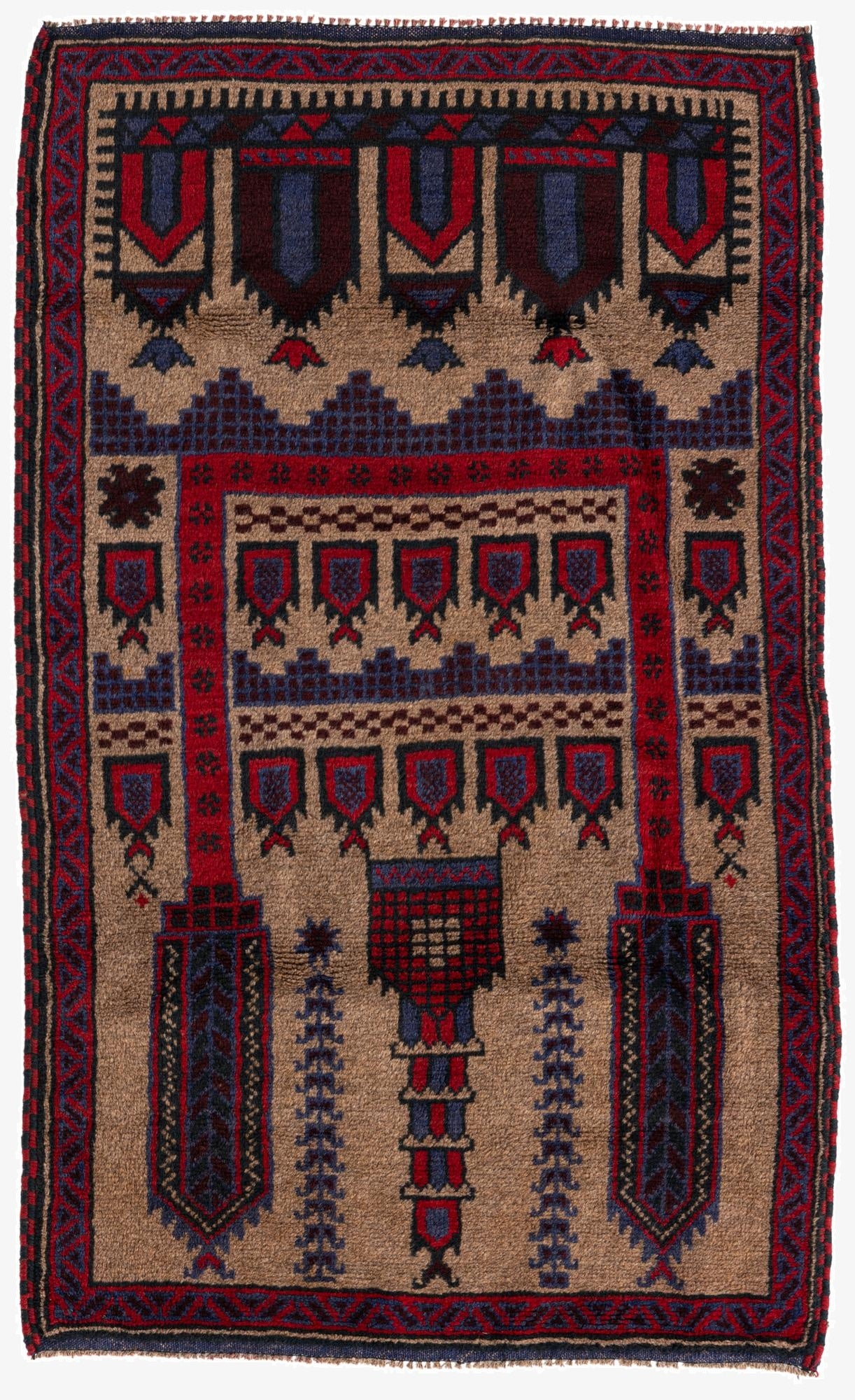  2' 10 x 4' 8  Hand Knotted Balouch Persian Wool Rug
