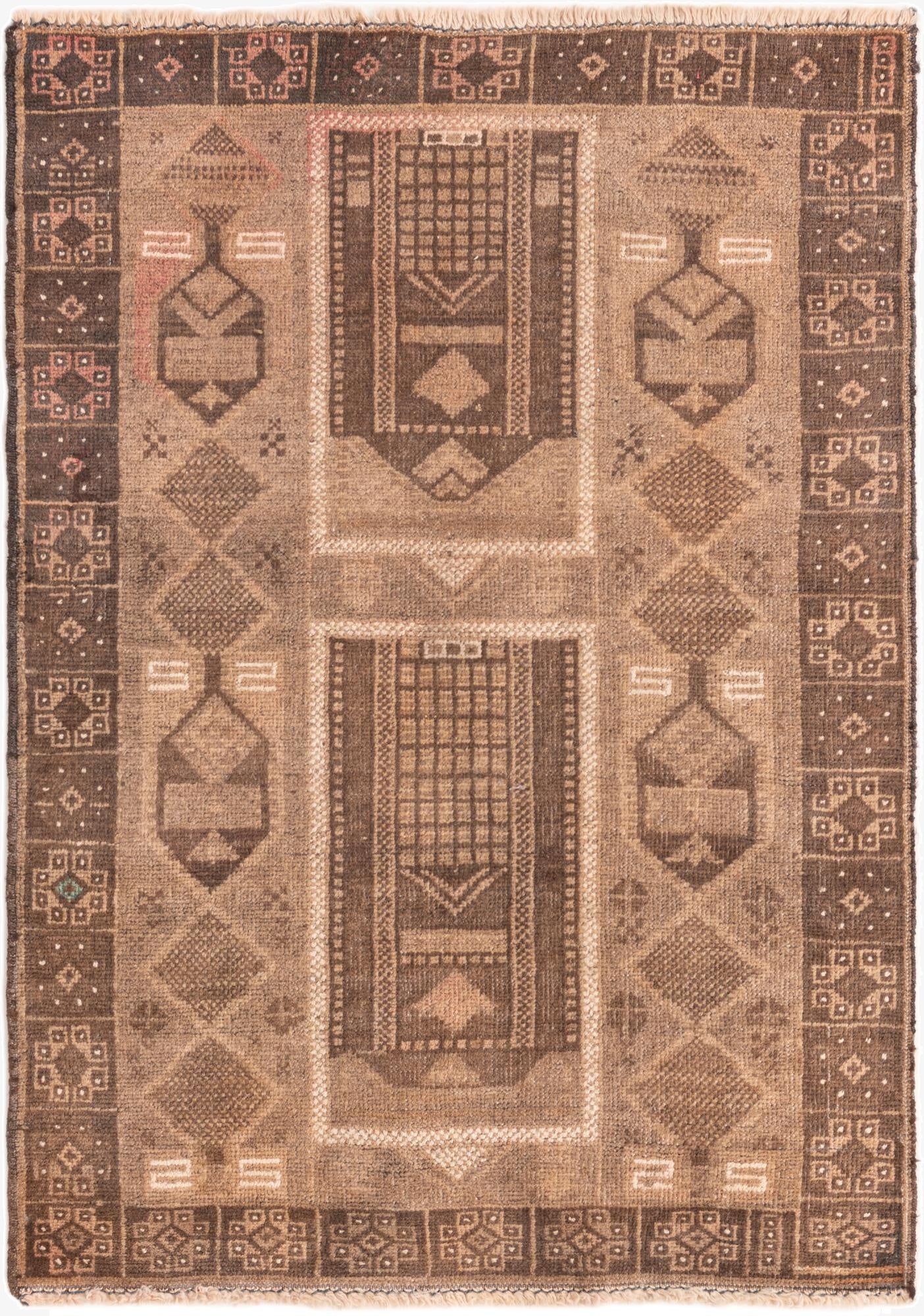  3' 2 x 4' 5  Hand Knotted Balouch Persian Wool Rug