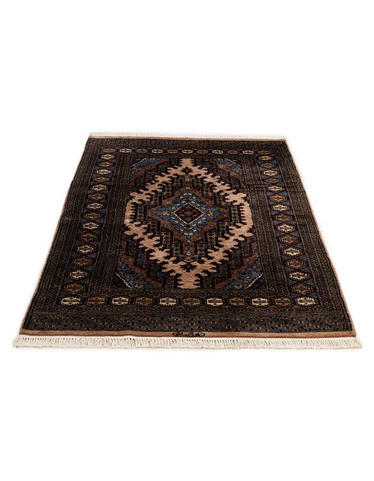 Detail image of  4' 3 x 6' 3  Hand Knotted Bokhara Oriental Wool Rug