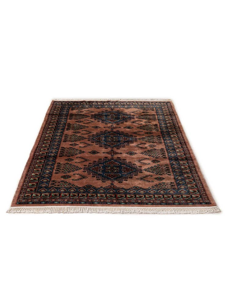 Detail image of  4' 3 x 6'  Hand Knotted Bokhara Oriental Wool Rug