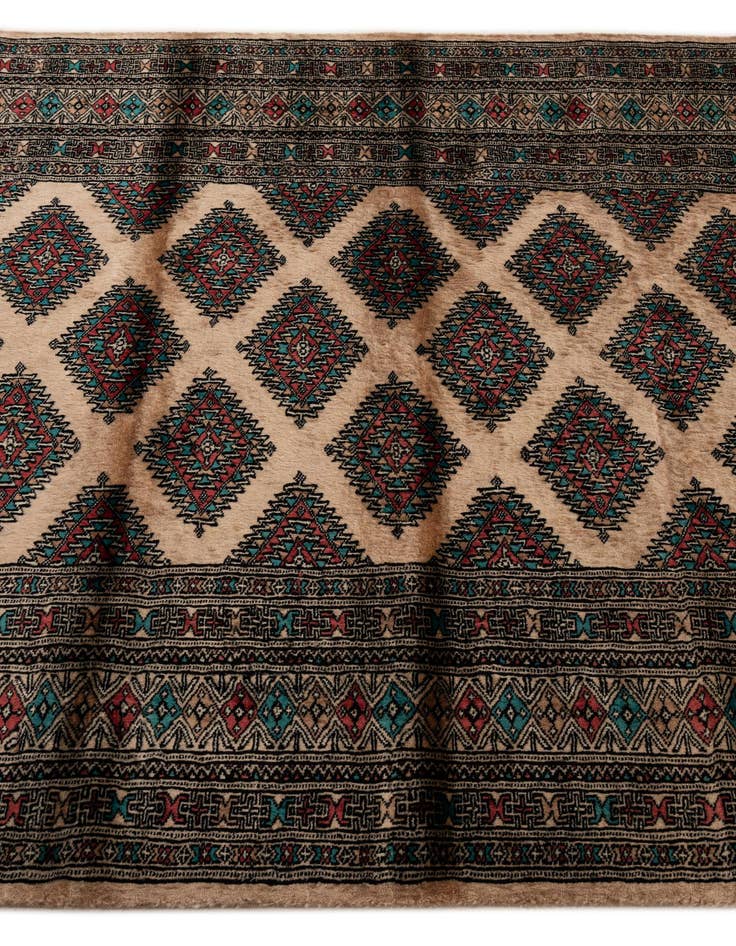 Detail image of  4' 3 x 5' 10  Hand Knotted Bokhara Oriental Wool Rug