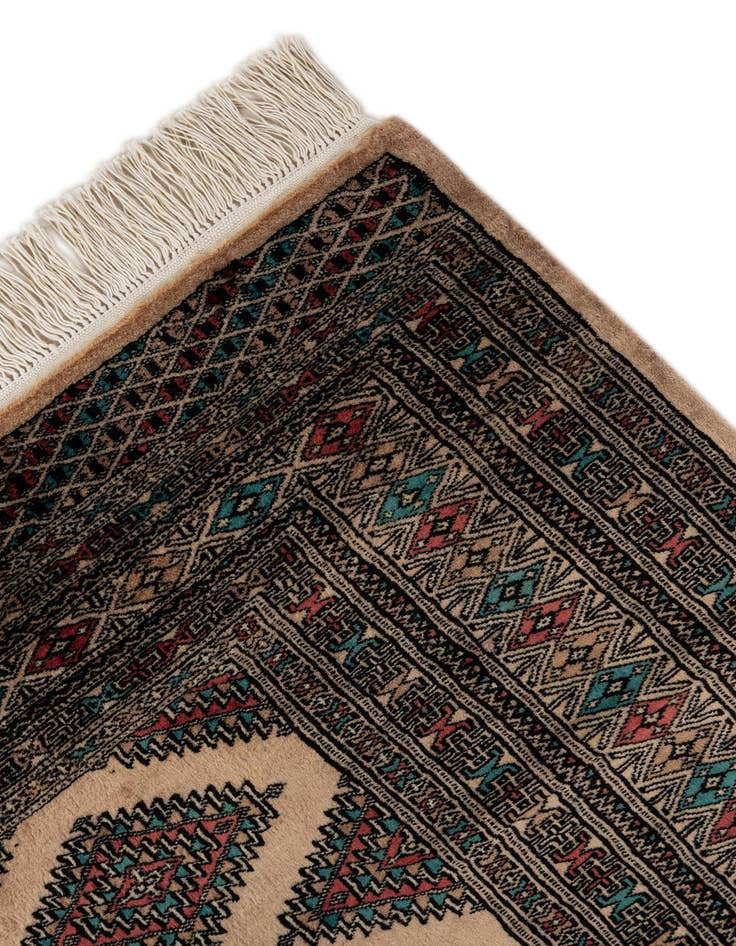 Detail image of  4' 3 x 5' 10  Hand Knotted Bokhara Oriental Wool Rug