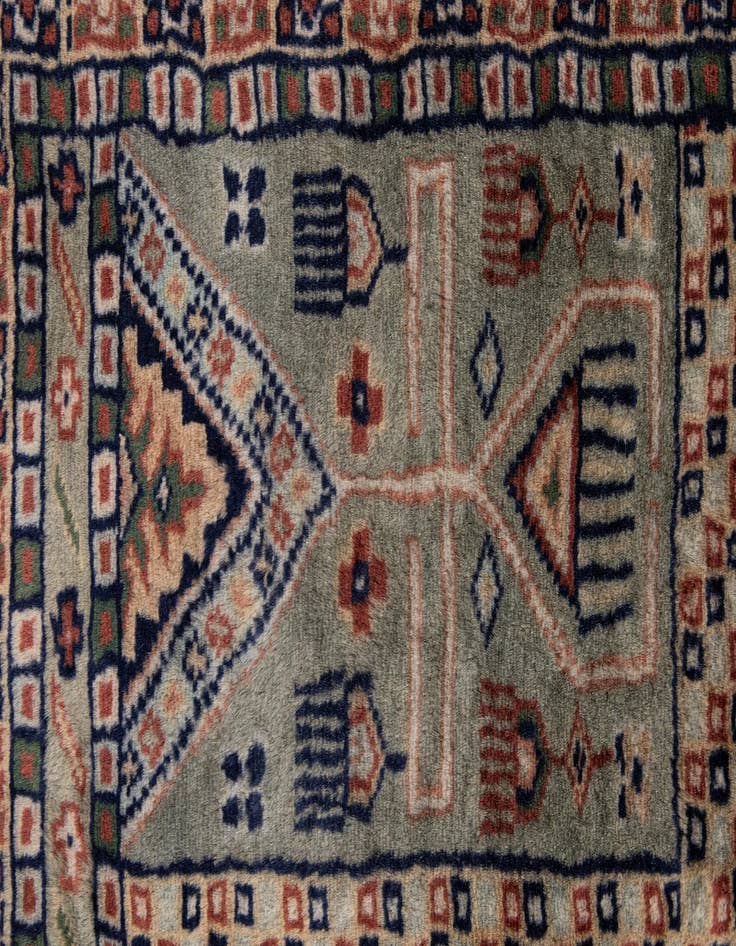 Detail image of  5' 4 x 8' 8  Hand Knotted Bokhara Oriental Wool Rug