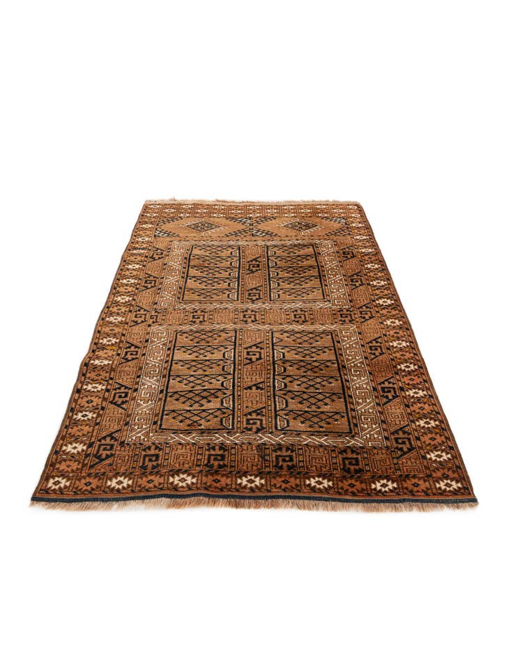 Detail image of  4' 2 x 6' 2  Hand Knotted Bokhara Oriental Wool Rug