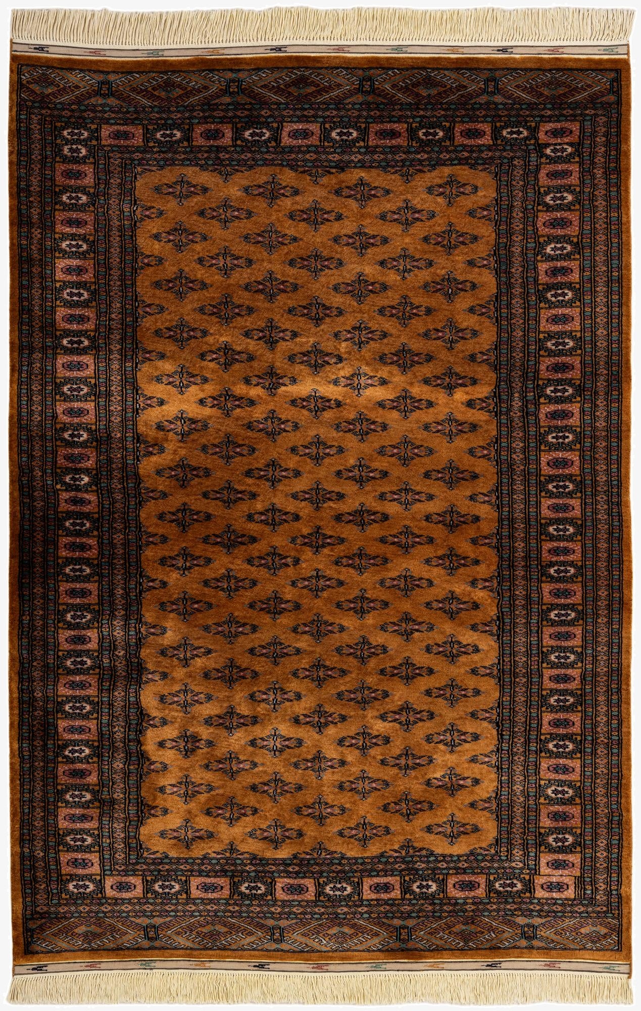  4' 7 x 6' 9  Hand Knotted Bokhara Oriental Wool Rug