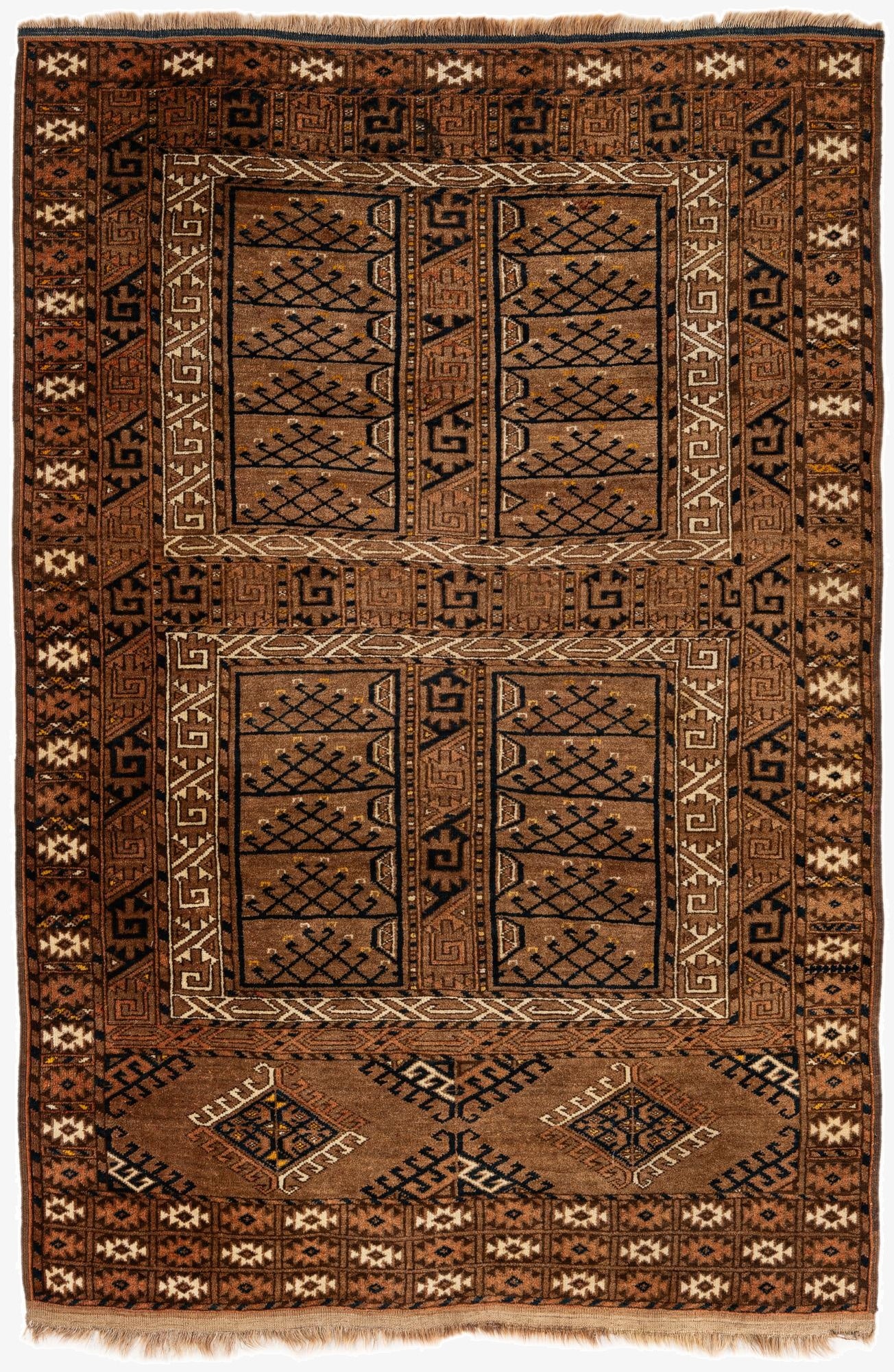  4' 2 x 6' 2  Hand Knotted Bokhara Oriental Wool Rug