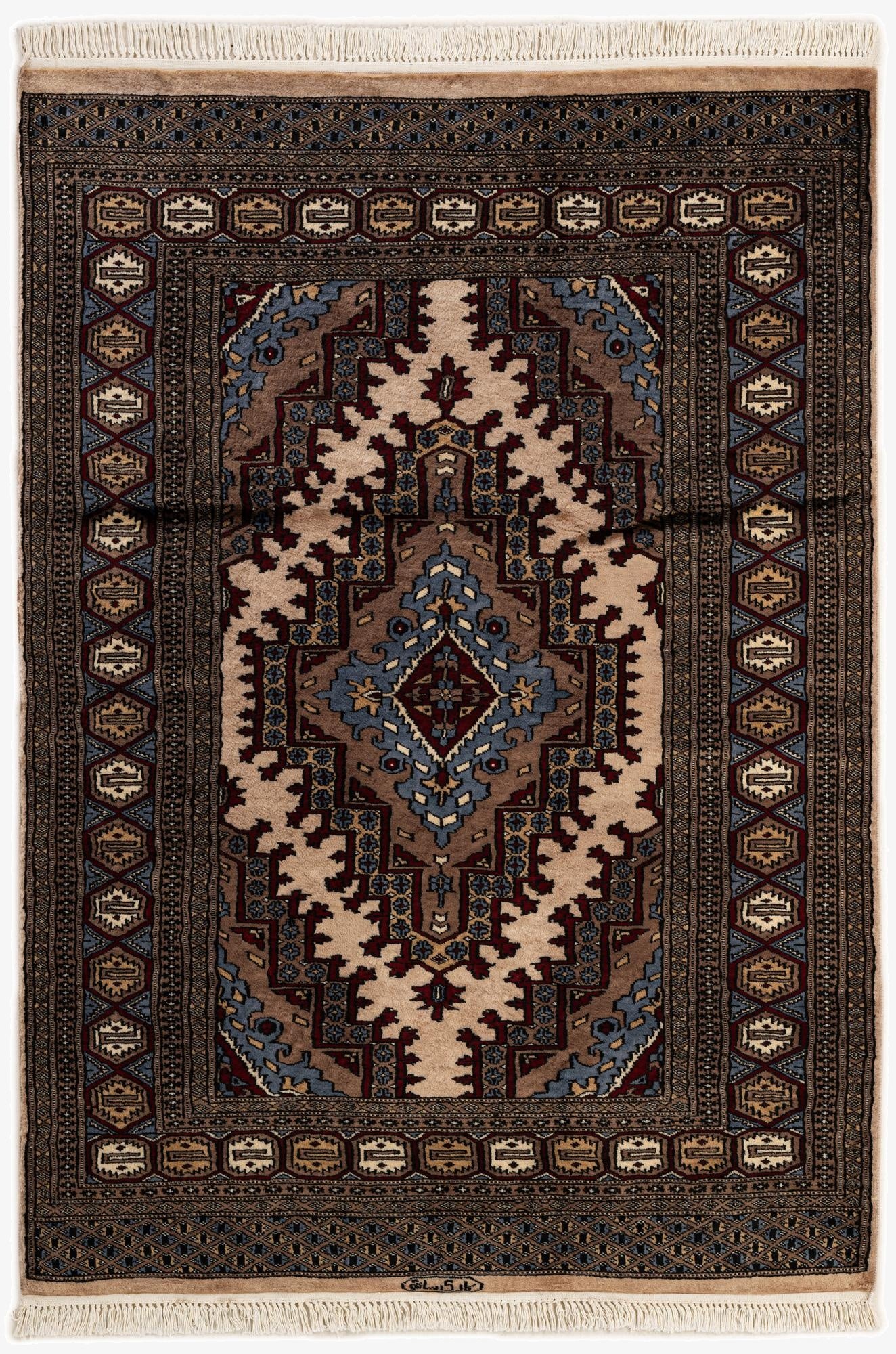  4' 3 x 6' 3  Hand Knotted Bokhara Oriental Wool Rug