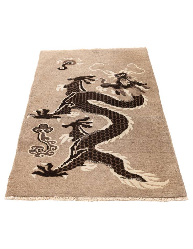 Detail image of  3' 1 x 5' 7  Hand Knotted Carved Pekin Oriental Wool Rug