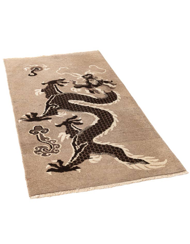 Detail image of  3' 1 x 5' 7  Hand Knotted Carved Pekin Oriental Wool Rug