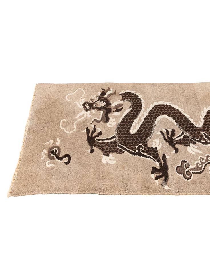 Detail image of  3' 1 x 5' 7  Hand Knotted Carved Pekin Oriental Wool Rug