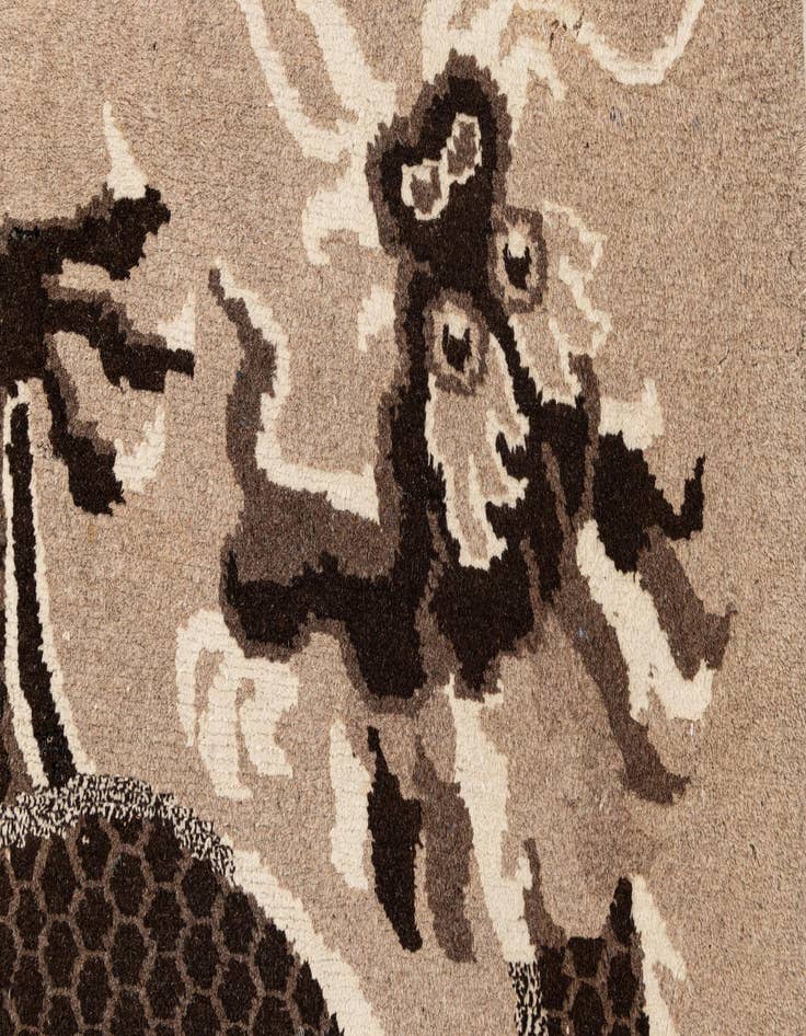 Detail image of  3' 1 x 5' 7  Hand Knotted Carved Pekin Oriental Wool Rug