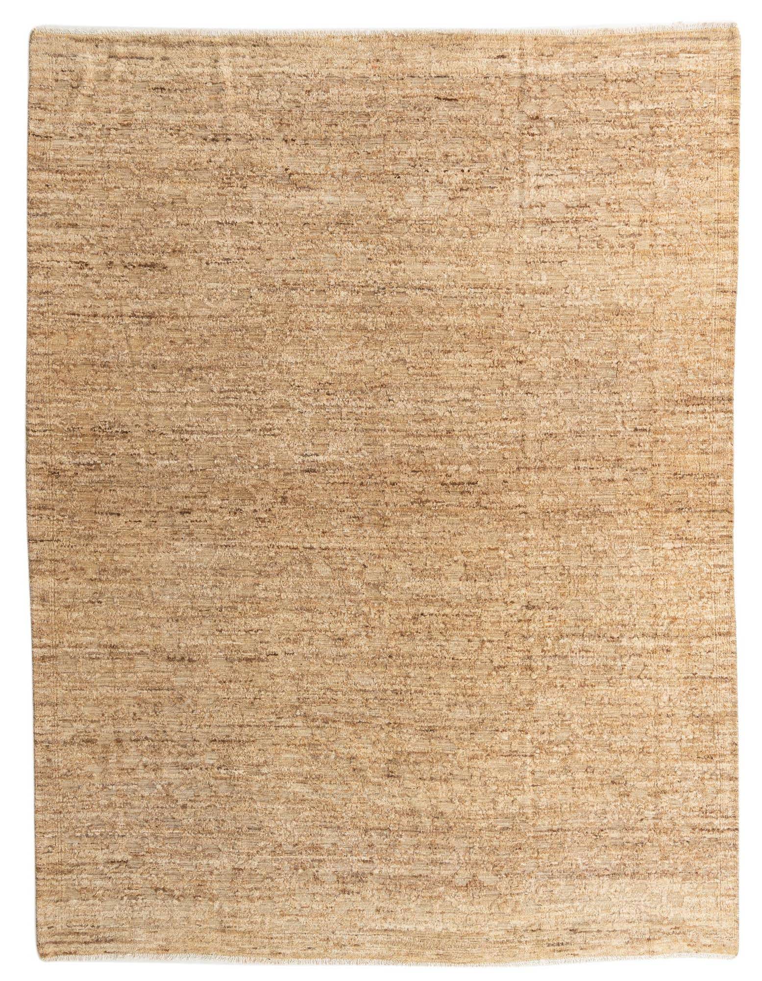 A 9x12 rectangular Darya Collection wool rug in varying shades of brown and tan, featuring a modern abstract pattern.