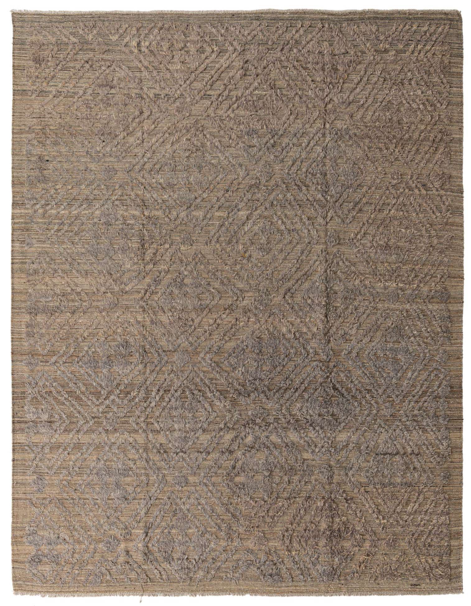A 9x12 rectangular Darya rug in shades of brown and tan, featuring a modern abstract diamond pattern.