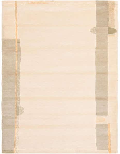 A 12x16 rectangular Darya rug with a modern Persian pattern in browns and tans, featuring abstract lines and shapes.