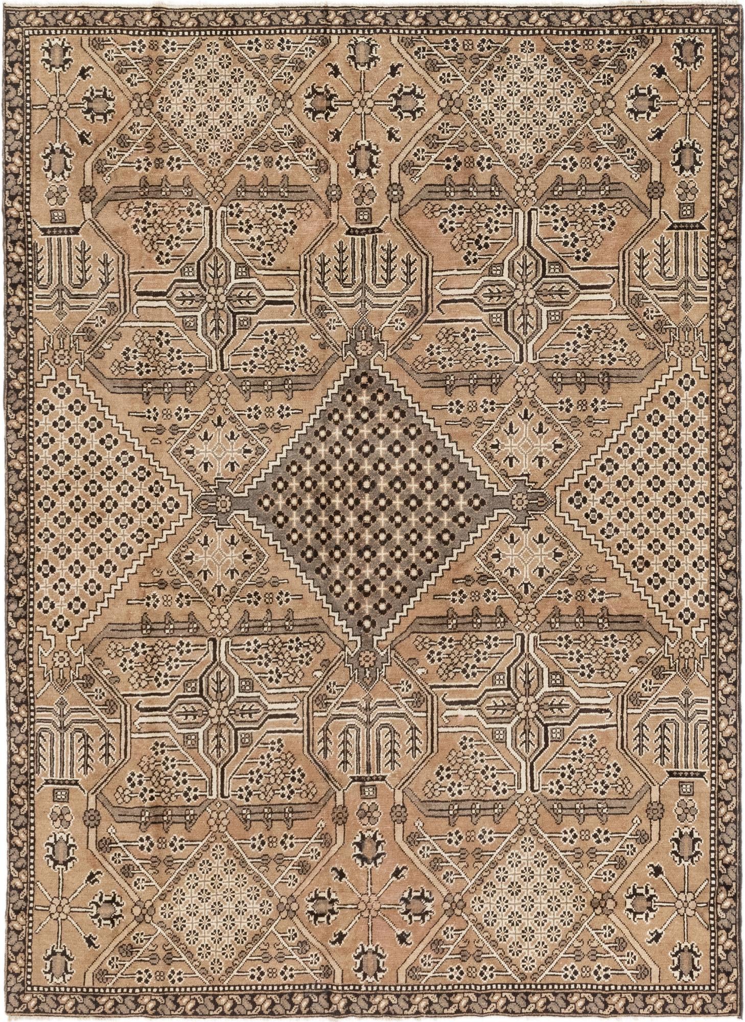 Light Brown 7' 9 x 10' 5 Hand Knotted Ferdos Persian Wool Rug | Rugs.com