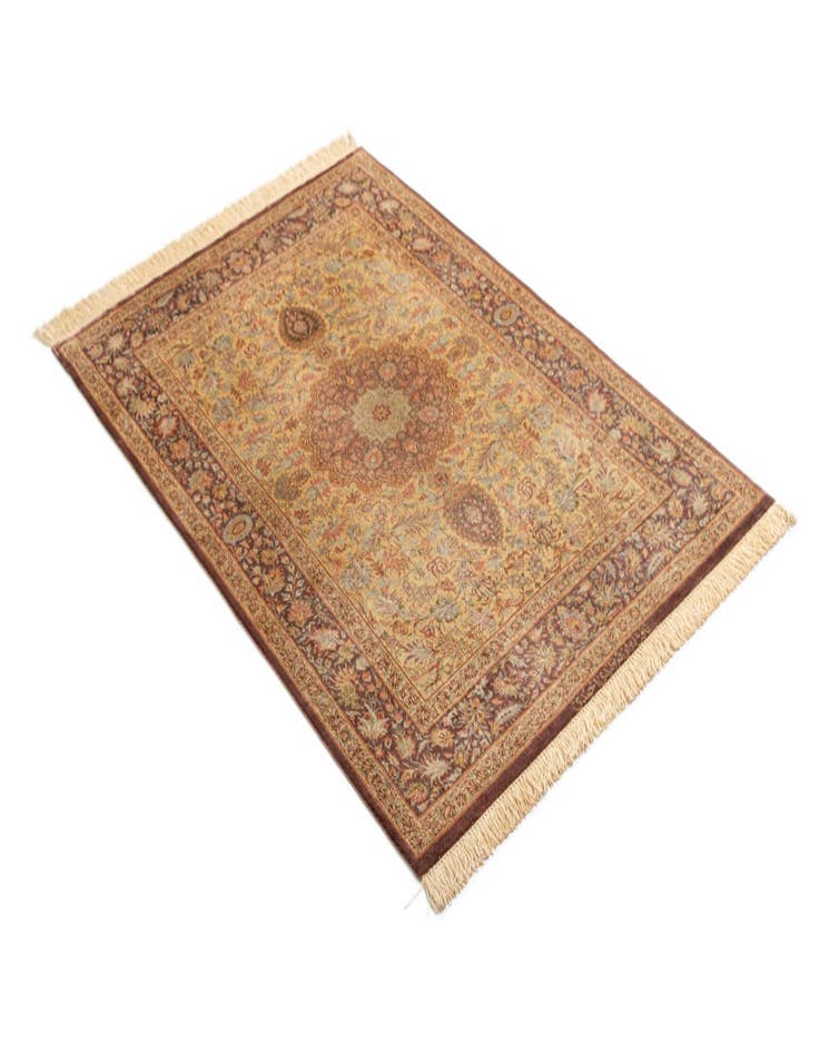 Detail image of  3' 4 x 5' Ghom Silk Rug