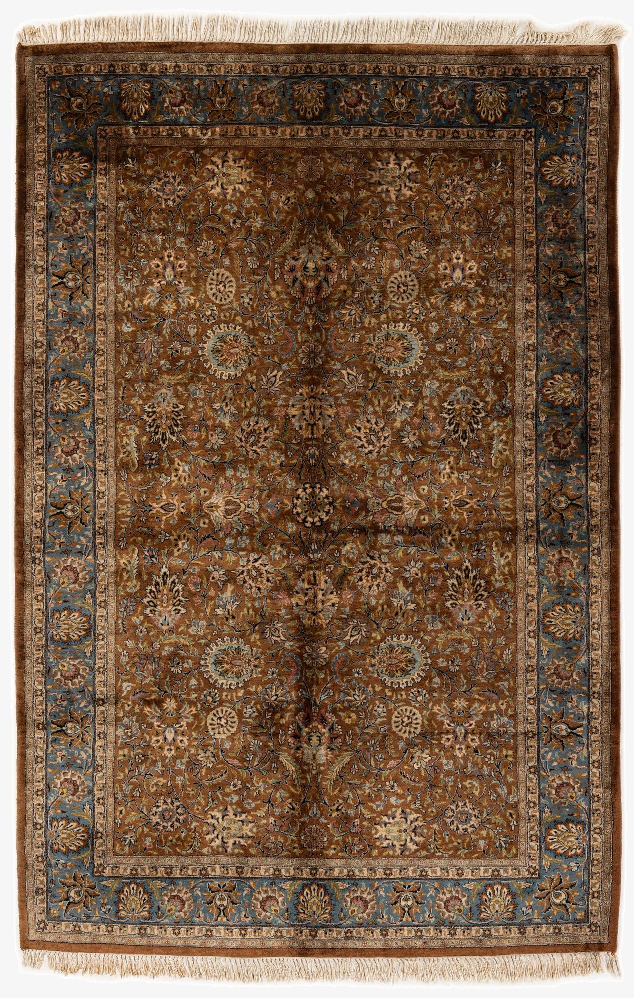  5' 1 x 7' 7  Hand Knotted Isfahan Oriental Wool Rug