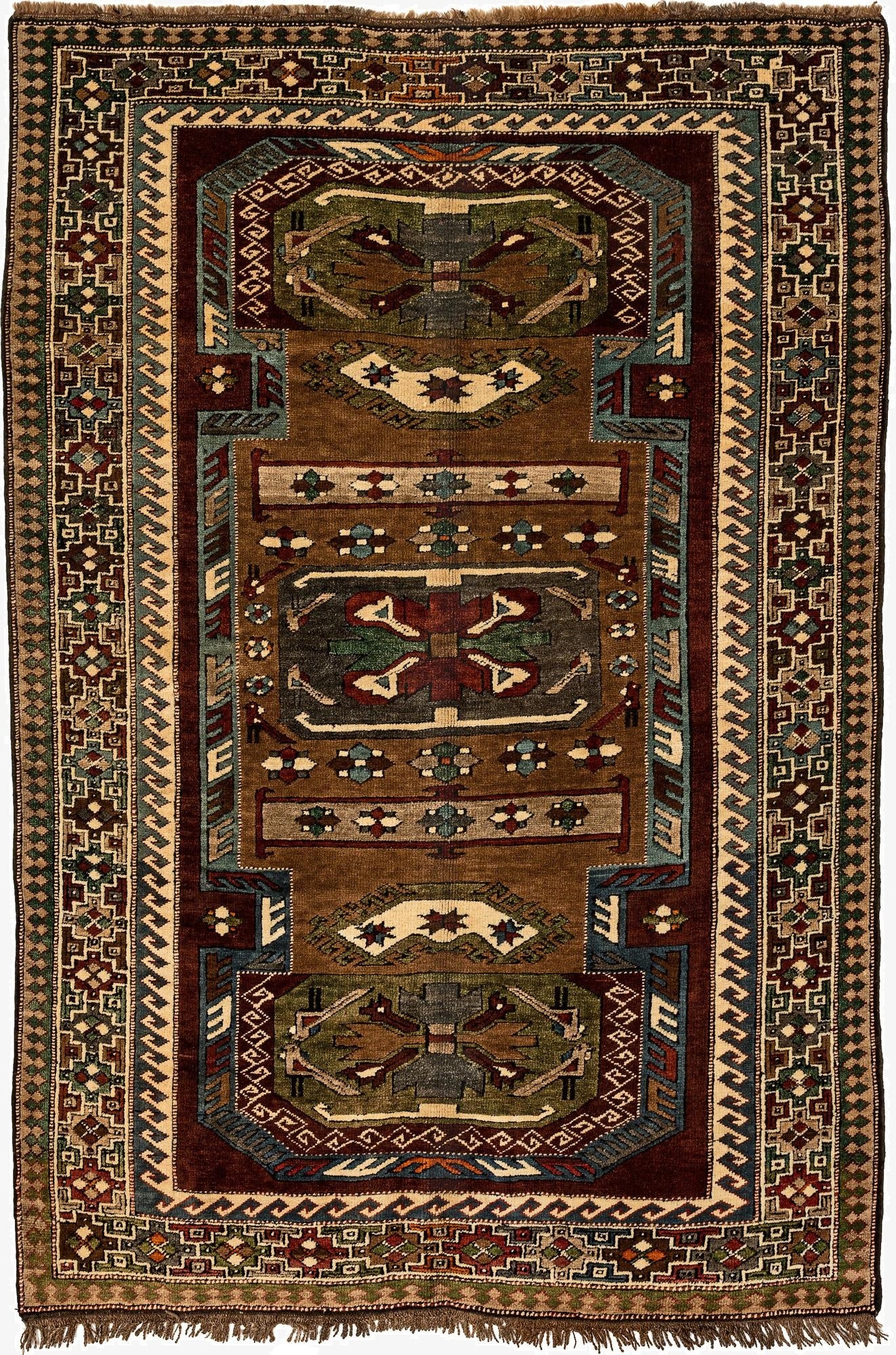  4' 7 x 6' 10  Hand Knotted Kars Wool Rug
