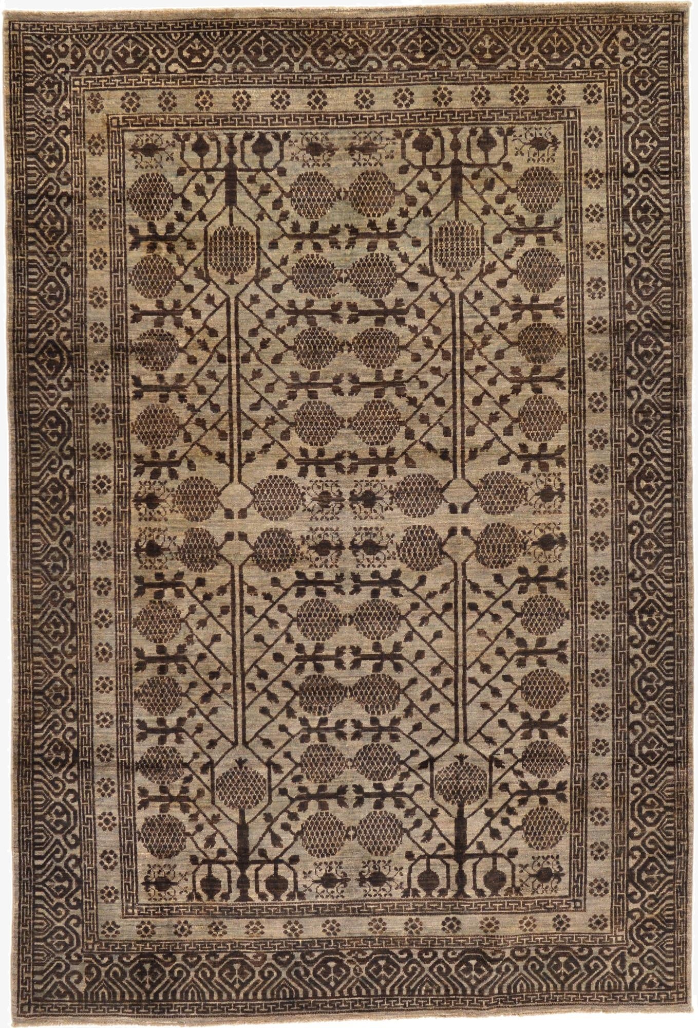  6' 6 x 9' 8  Hand Knotted Khotan Ziegler Oriental Rug