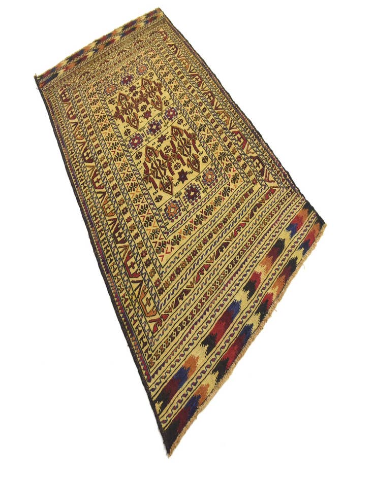 Detail image of  4' x 6' 3  Hand Woven Kilim Afghan Wool Rug