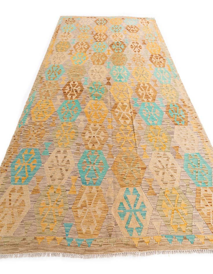 Detail image of  6' 8 x 9' 10  Hand Woven Kilim Maymana Wool Rug