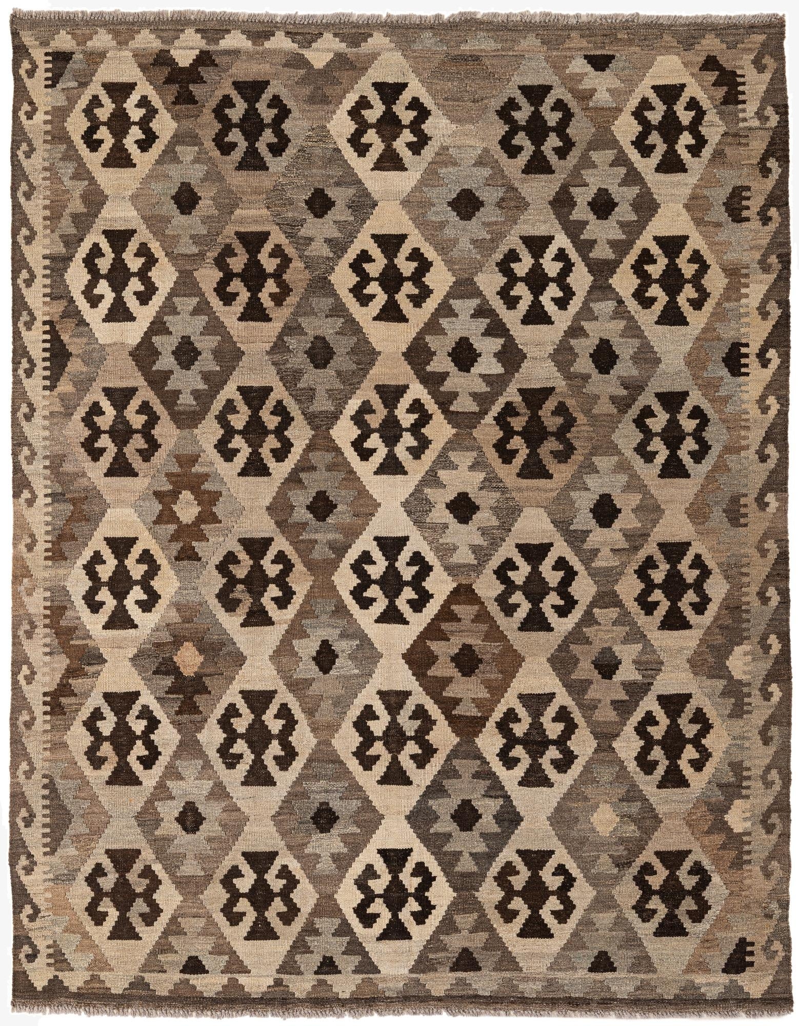  5' 1 x 6' 6  Hand Woven Kilim Maymana Wool Rug