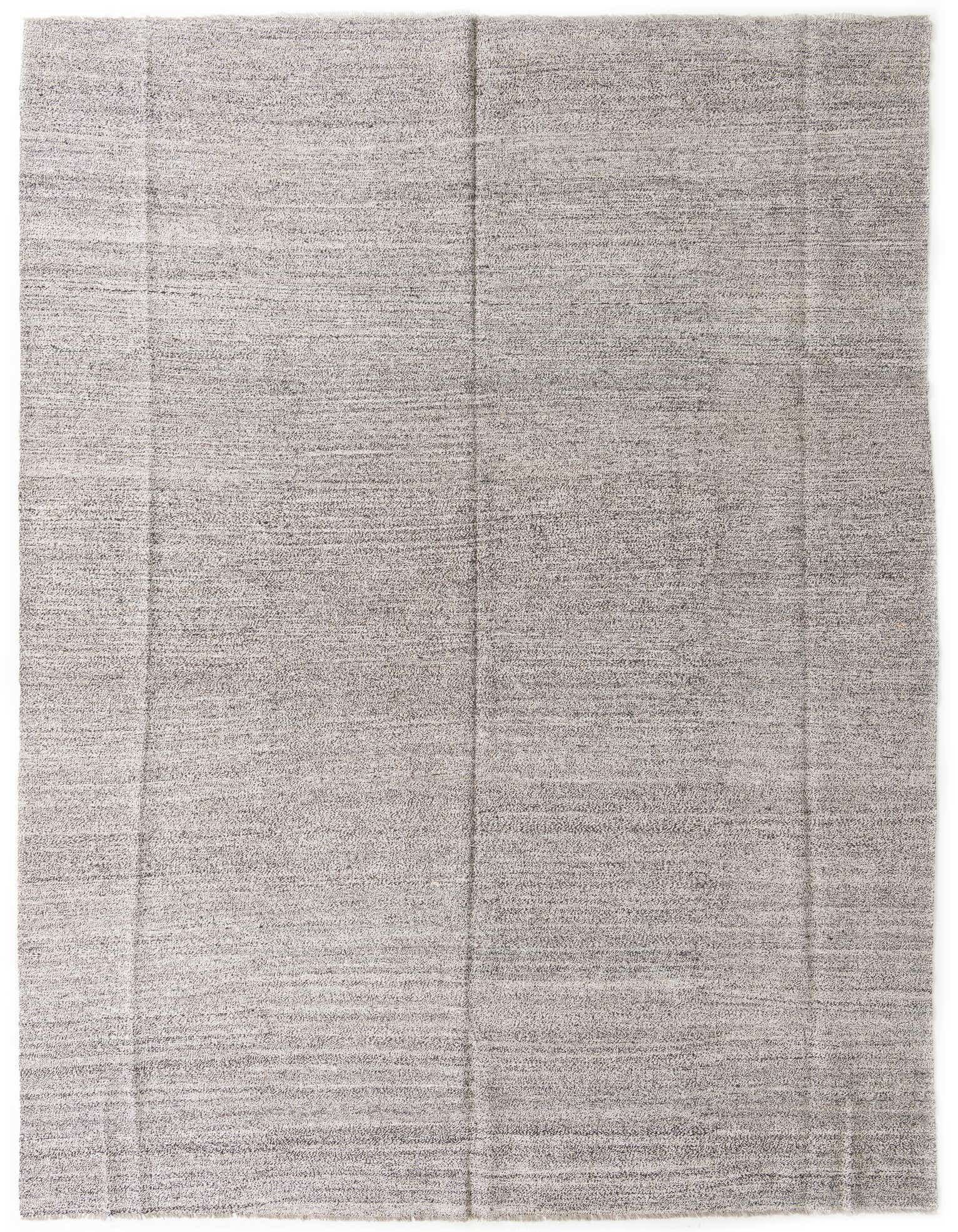 A 10x14 rectangular Rugs.com Kilim Modern rug in shades of brown and tan, featuring a flatweave texture and subtle tribal-inspired abstract patterns.