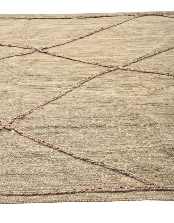 Detail image of  4' 9 x 7'  Hand Woven Kilim Modern Wool Rug