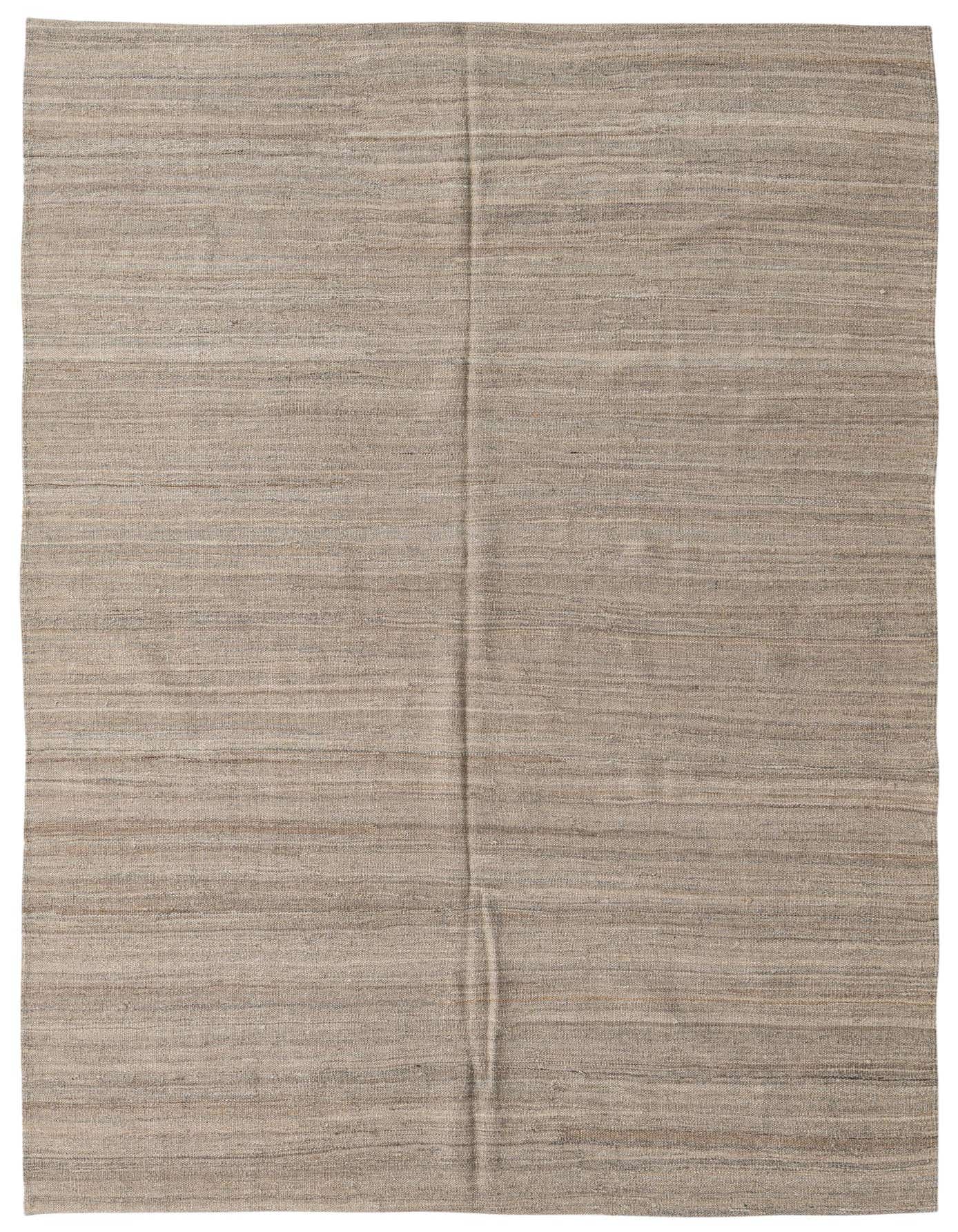A 5x8 rectangular Kilim Modern rug from Rugs.com, featuring a flatweave texture in varying shades of brown and tan.