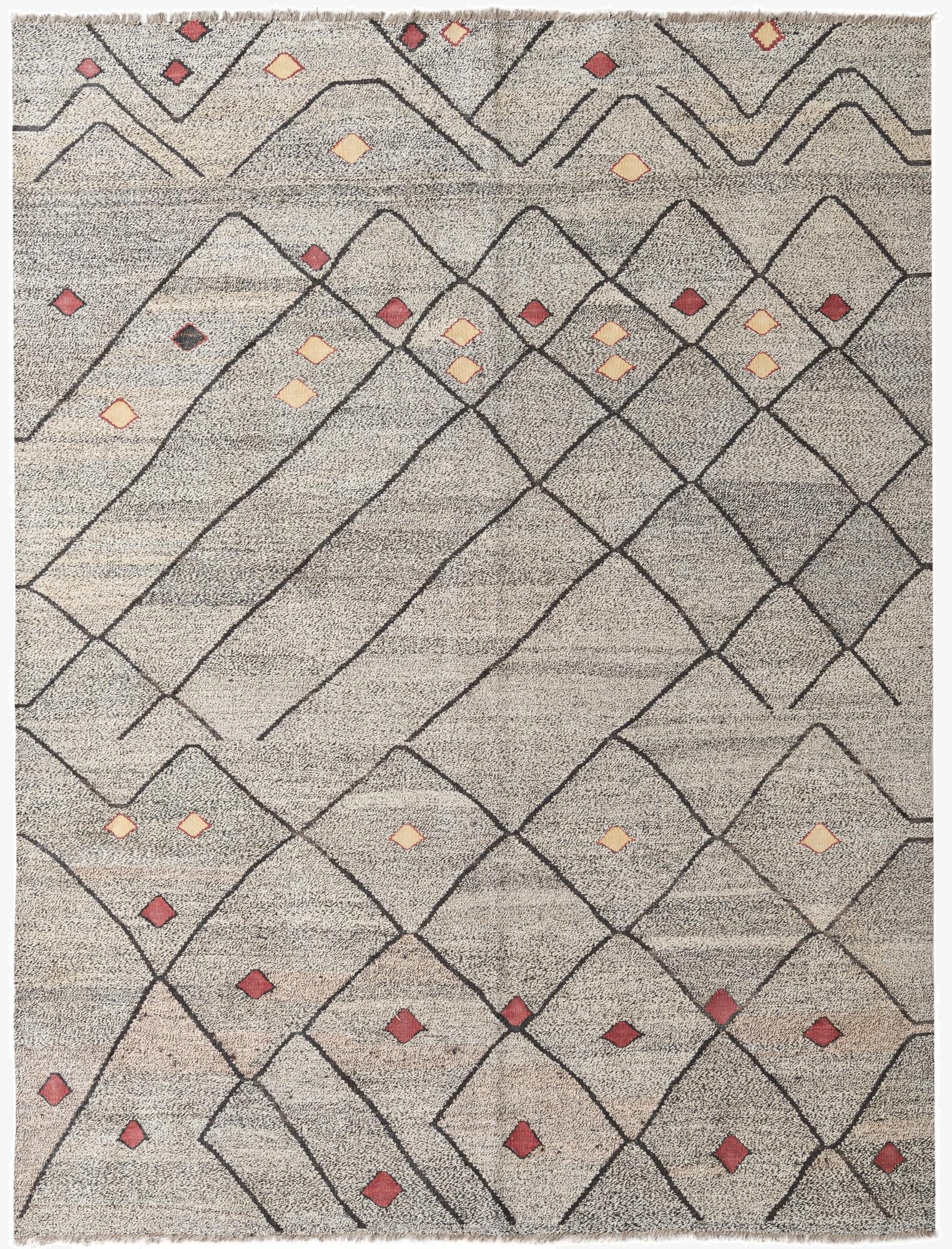  7' 1 x 9' 3  Hand Woven Kilim Modern Wool Rug