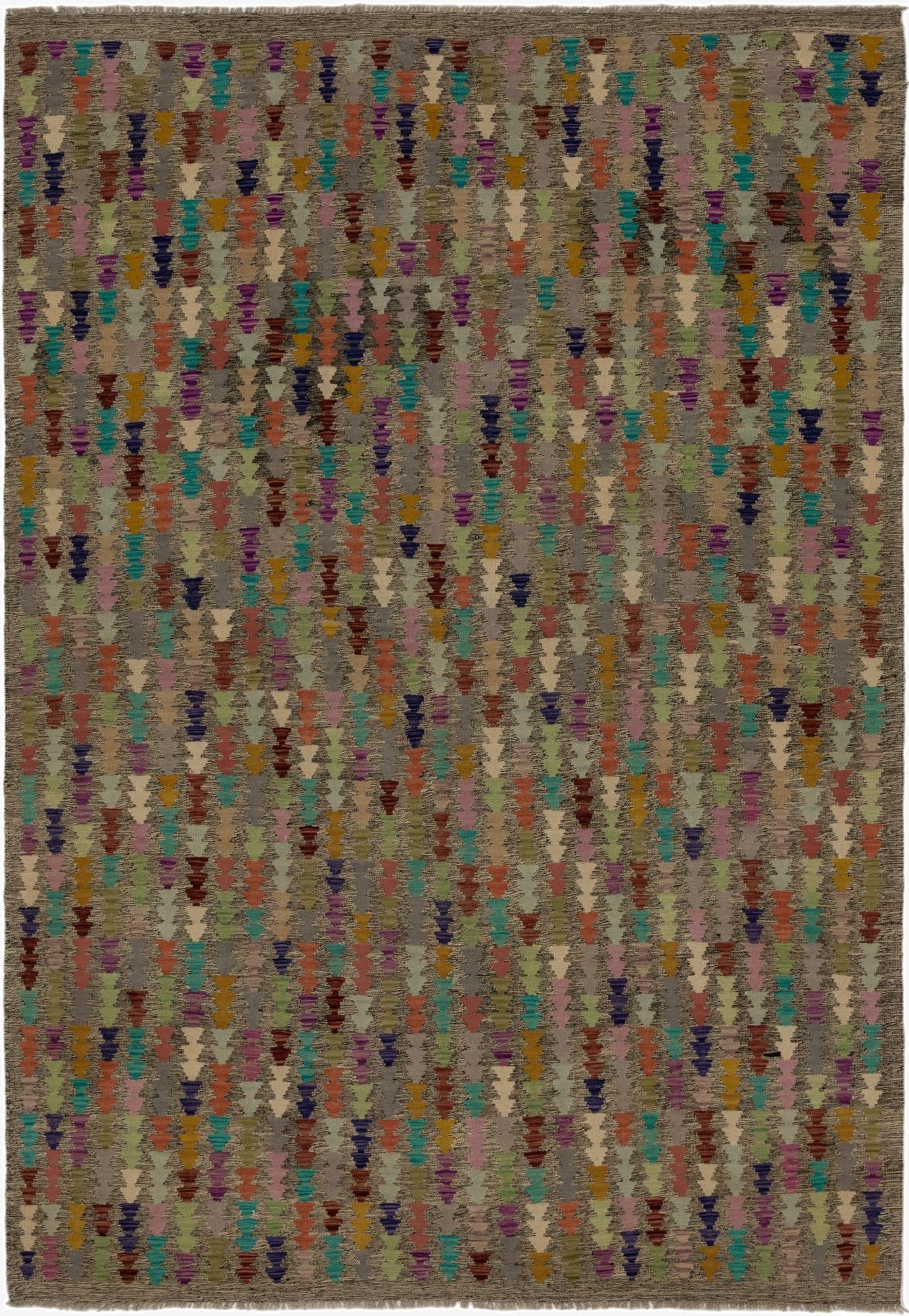  6' 10 x 9' 6  Hand Woven Kilim Modern Wool Rug