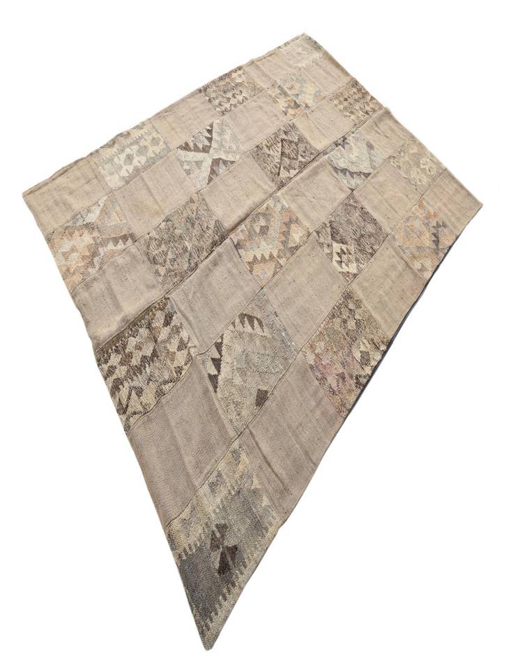 Detail image of  5' 5 x 8'  Hand Woven Kilim Patchwork Wool Rug