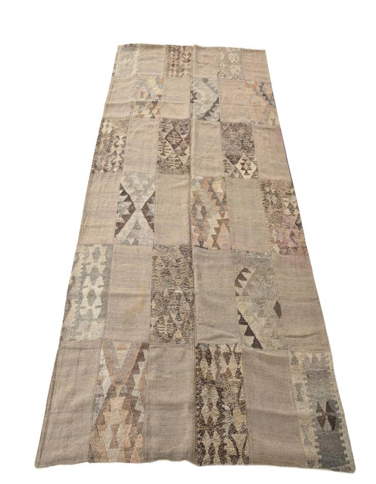 Detail image of  5' 5 x 8'  Hand Woven Kilim Patchwork Wool Rug