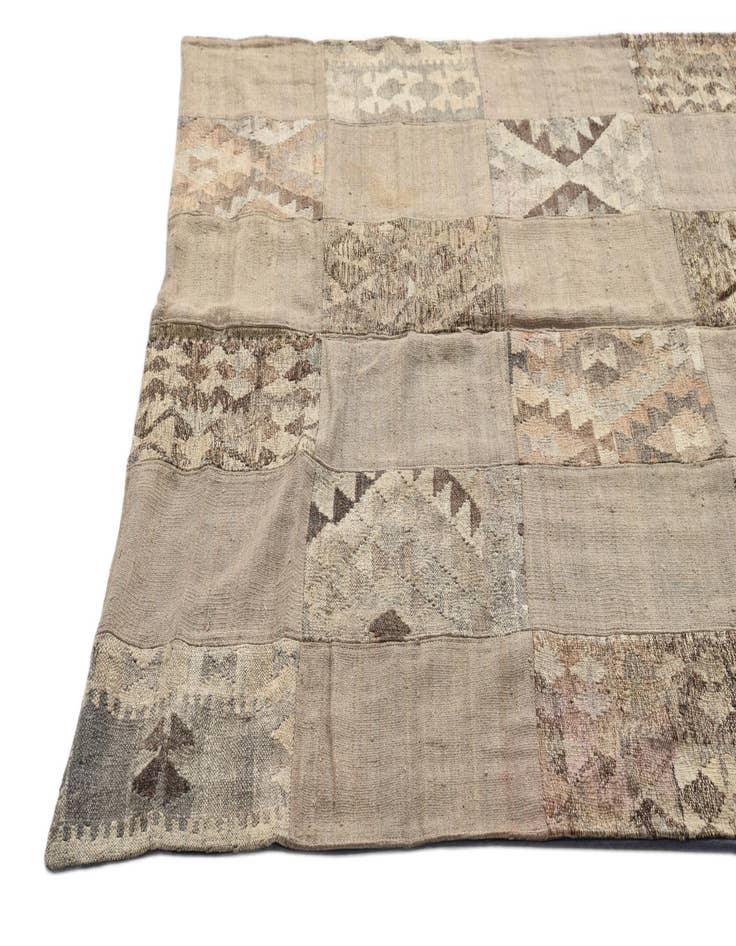 Detail image of  5' 5 x 8'  Hand Woven Kilim Patchwork Wool Rug