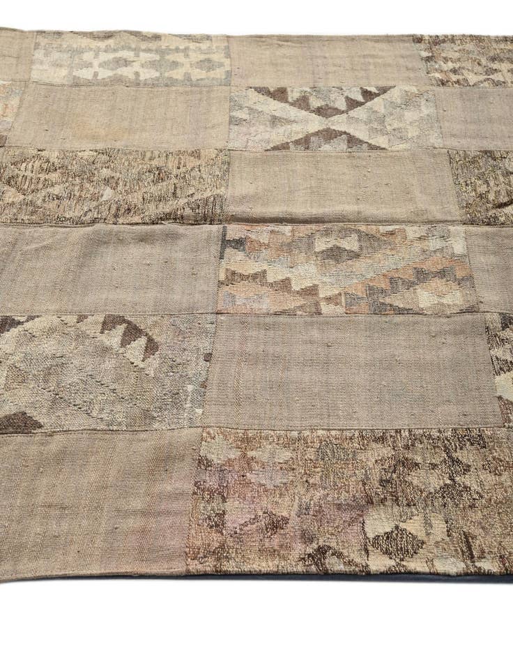 Detail image of  5' 5 x 8'  Hand Woven Kilim Patchwork Wool Rug