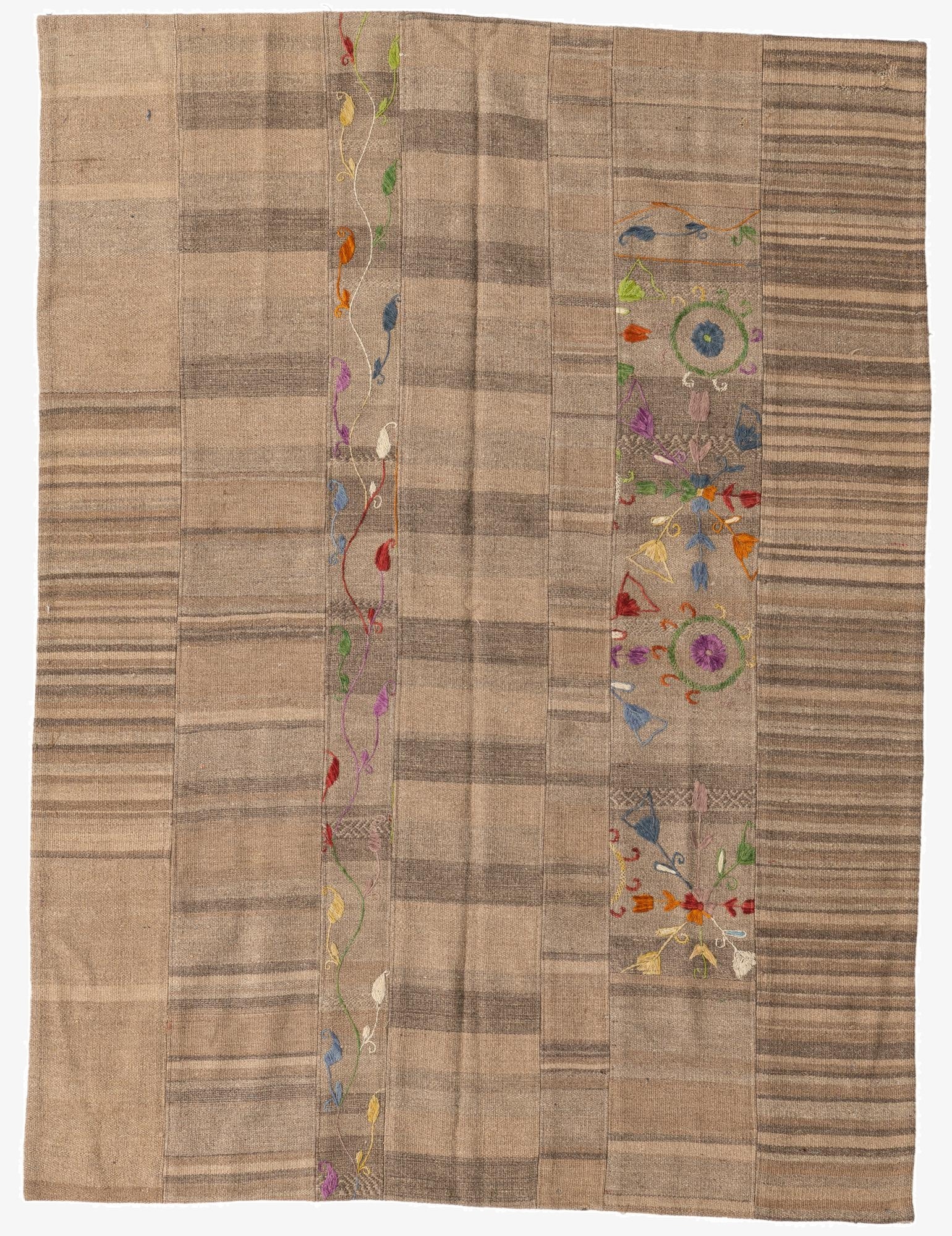  5' x 6' 8  Hand Woven Kilim Patchwork Wool Rug